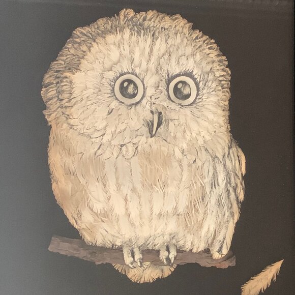 Vintage 3D Paper Snowy Owl Art Wood Frame shadow box - Picture 3 of 7